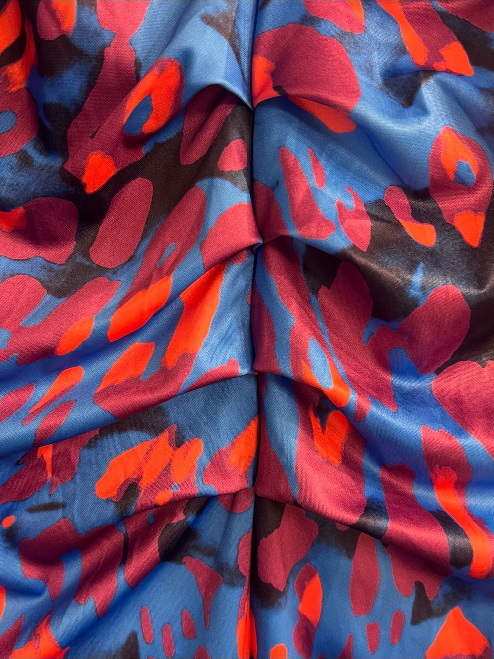 Women's Blue & Red Abstract Print Wedding Dress. Size small.